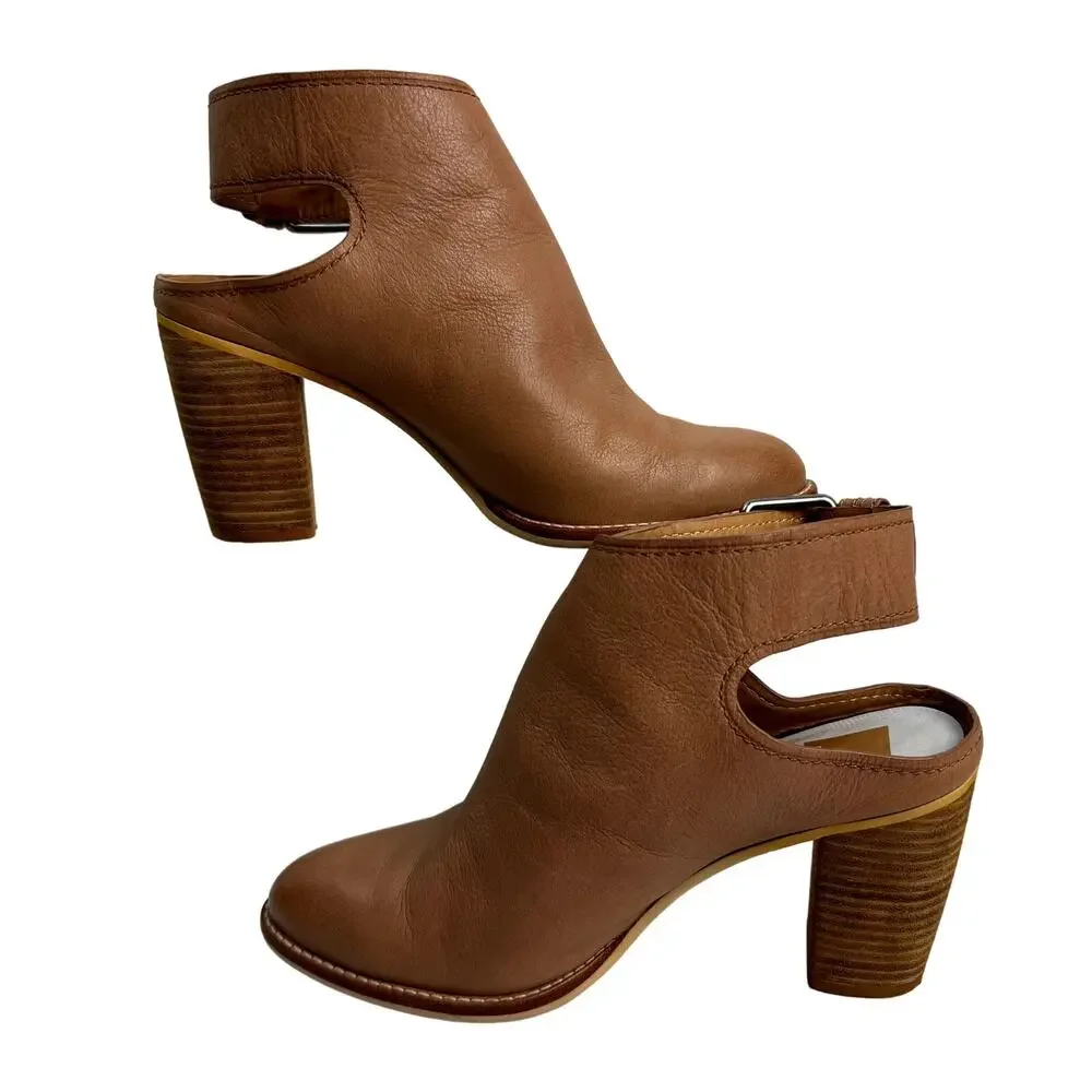 Women's Dolce Vita Camel Jacklyn Booties Buckle Closure Stacked‎ Heel Shoes 91/2